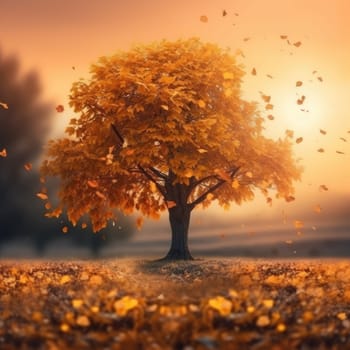 Yellow autumn tree. Autumn landscape. The concept of nature