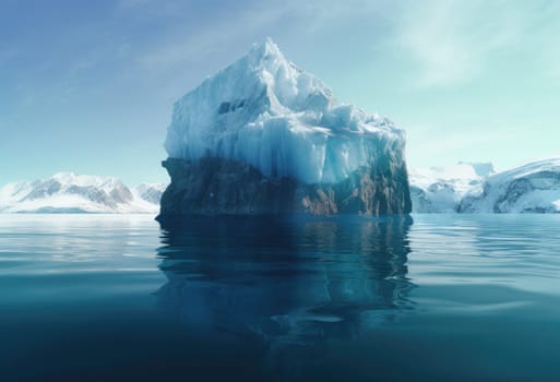 A large iceberg in the sea. Dramatic scene