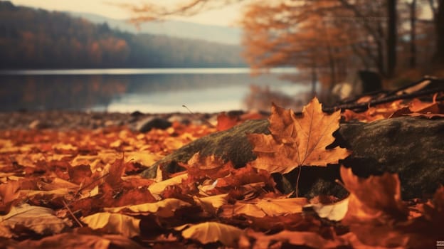 Autumn yellow leaves on the ground. Beautiful background for your design