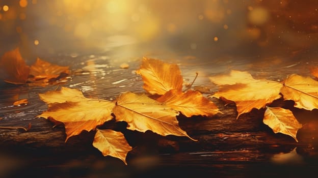 Autumn yellow leaves on the ground. Beautiful background for your design