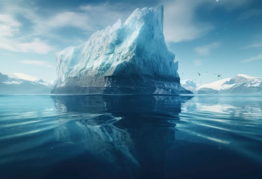 A large iceberg in the sea. Dramatic scene