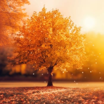 Yellow autumn tree. Autumn landscape. The concept of nature