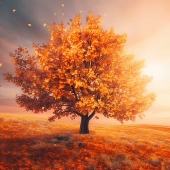 Yellow autumn tree. Autumn landscape. The concept of nature