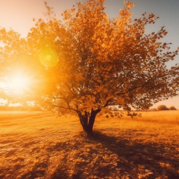 Yellow autumn tree. Autumn landscape. The concept of nature