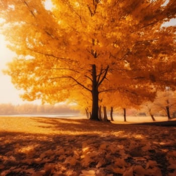 Yellow autumn tree. Autumn landscape. The concept of nature