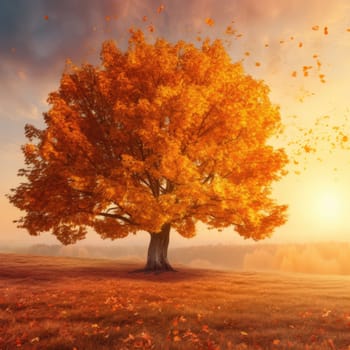 Yellow autumn tree. Autumn landscape. The concept of nature