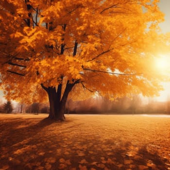 Yellow autumn tree. Autumn landscape. The concept of nature