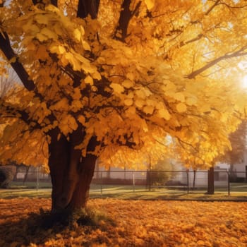 Yellow autumn tree. Autumn landscape. The concept of nature