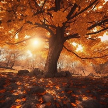 Yellow autumn tree. Autumn landscape. The concept of nature