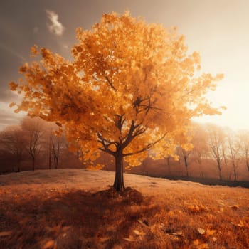 Yellow autumn tree. Autumn landscape. The concept of nature