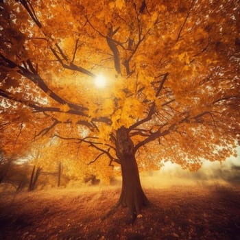 Yellow autumn tree. Autumn landscape. The concept of nature