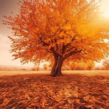 Yellow autumn tree. Autumn landscape. The concept of nature