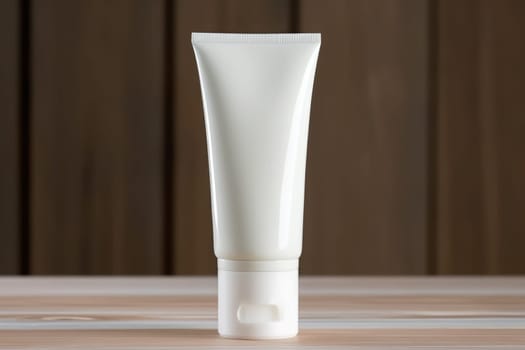 Moisturiser hand cosmetic cream white plastic tube mockup front view. Hand cream bottle. AI Generative