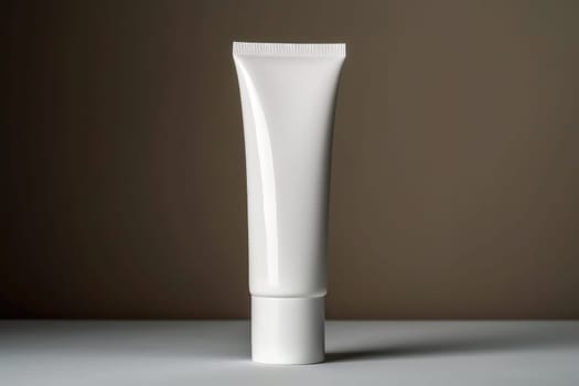 Moisturiser hand cosmetic cream white plastic tube mockup front view. Hand cream bottle. AI Generative