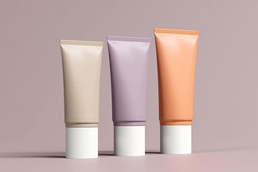 Moisturiser hand cosmetic cream white plastic tube mockup front view. Hand cream bottle. AI Generative