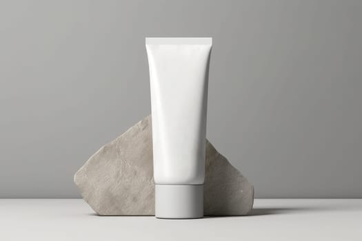 Moisturiser hand cosmetic cream white plastic tube mockup front view. Hand cream bottle. AI Generative