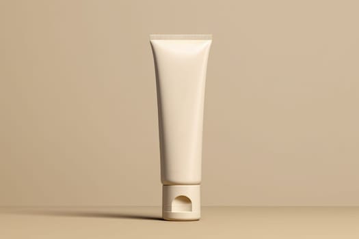 Moisturiser hand cosmetic cream white plastic tube mockup front view. Hand cream bottle. AI Generative