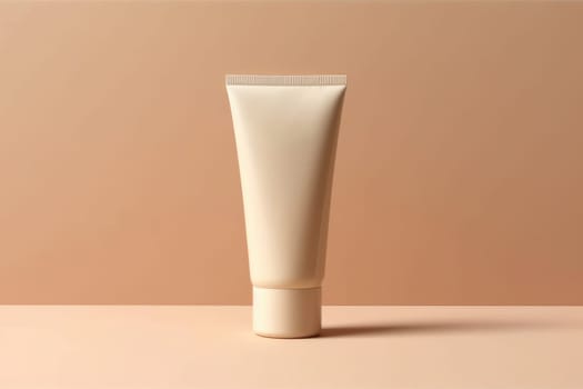 Moisturiser hand cosmetic cream white plastic tube mockup front view. Hand cream bottle. AI Generative