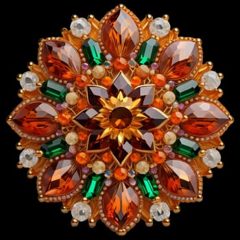 mandala-like gemstones brooch. isolated background, generative ai