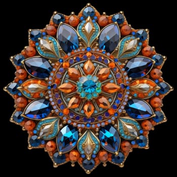 mandala-like gemstones brooch. isolated background, generative ai