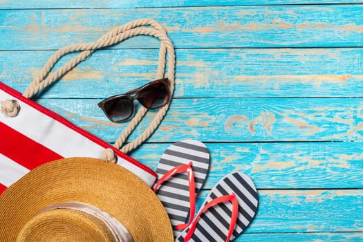 Summer holiday background with beach items