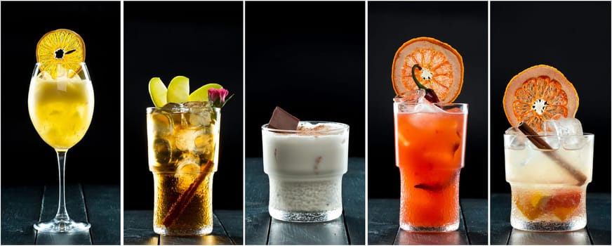 Collage of delicious cocktails