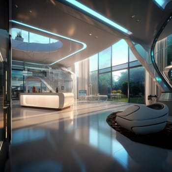 The interior of the future. Eye-catching lines and high technology