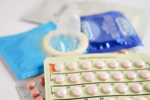 Condom and birth control pills for prevent infection, safe sex  and birth control.