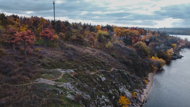 autumn landscape in the mountains. autumn landscape with lake. autumn in the mountains