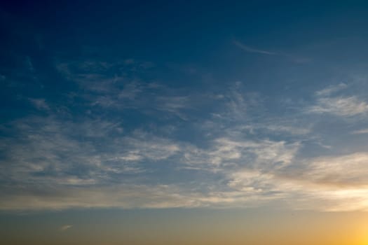 blue yellow cloudscape background. evening clouds motion. time lapse clouds with sunset