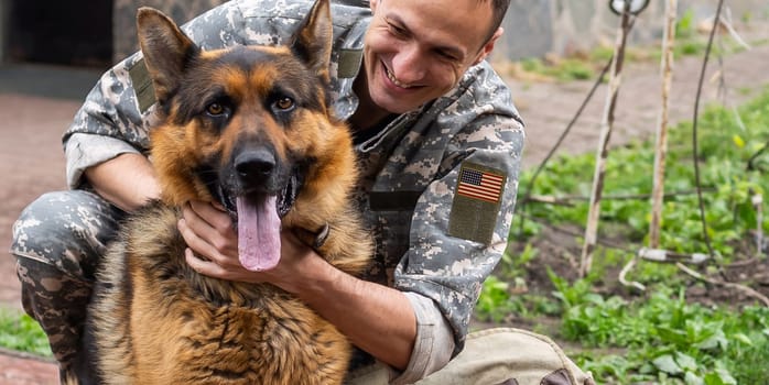 American soldier coming back home to his family.