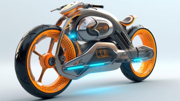 Motorcycle of the future, without a man on a white background