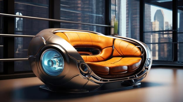 The sofa of the future in the interior, soft lines