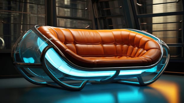 The sofa of the future in the interior, soft lines