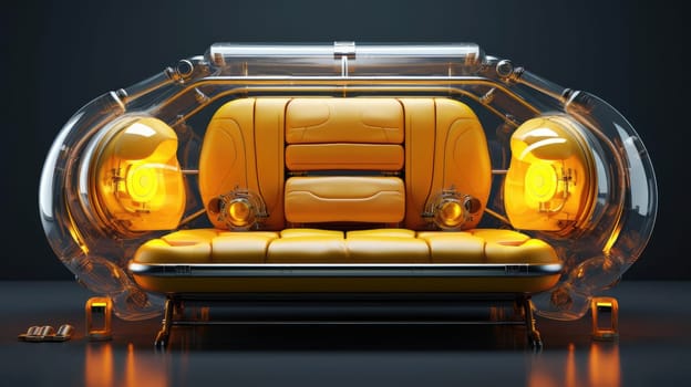 The sofa of the future in the interior, soft lines