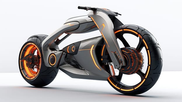 Motorcycle of the future, without a man on a white background