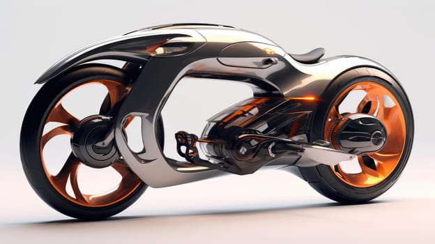 Motorcycle of the future, without a man on a white background