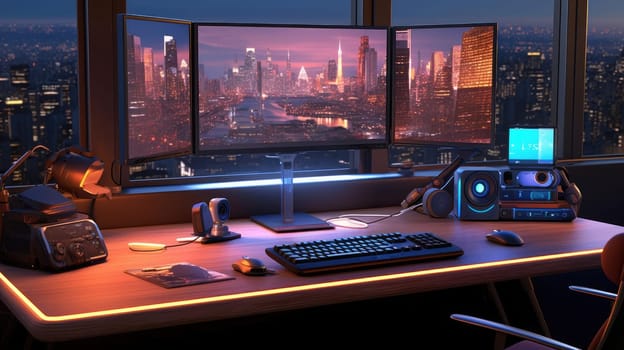 An empty place for the programmer of the future. Computer desk and monitor
