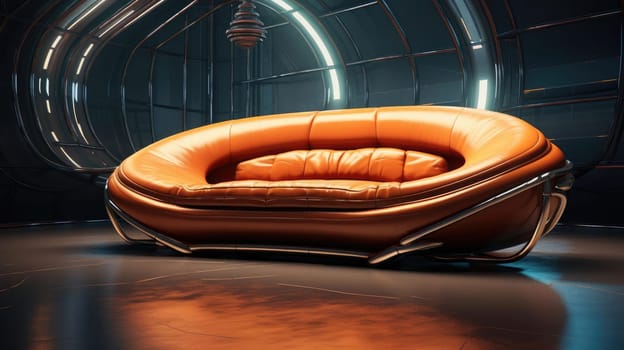 The sofa of the future in the interior, soft lines