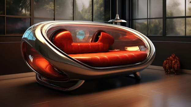 The sofa of the future in the interior, soft lines