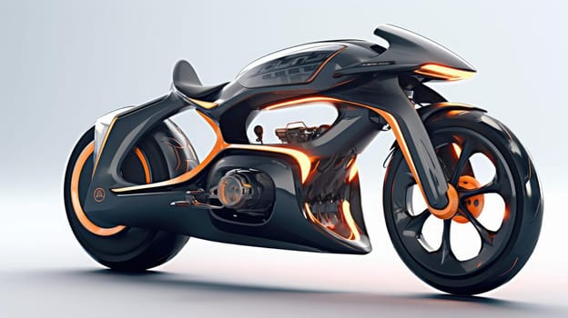 Motorcycle of the future, without a man on a white background