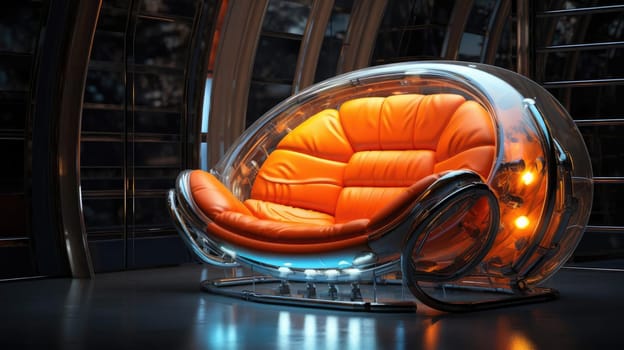 The sofa of the future in the interior, soft lines