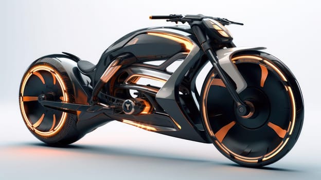 Motorcycle of the future, without a man on a white background