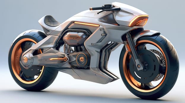 Motorcycle of the future, without a man on a white background