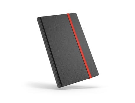 black leather cover notebook or sketchbook mock up. 3d illustration