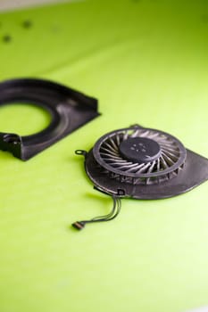 Detail for laptop cooling. Cooling cooler from the computer. Laptop repair part