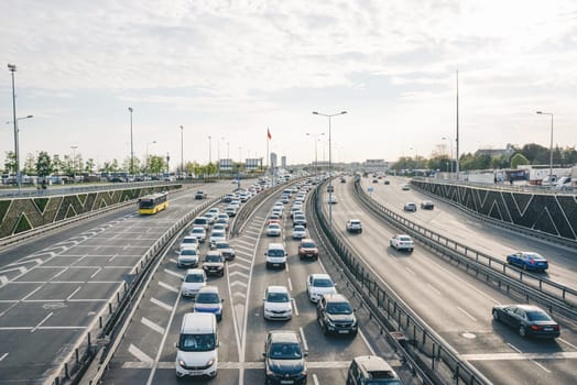 Istanbul, Turkey, May 02, 2023: Traffic on highway. Istanbul.