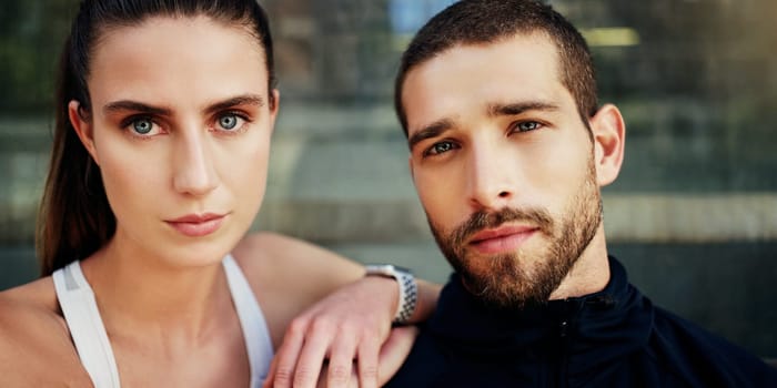 Were in this for the fitness. a young couple going for a workout together in the city