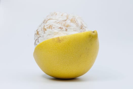 Pomelo fruit isolated on white background, tropical exotic citrus fruit