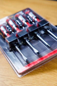A set of construction tools, tools for builders. Set of screwdrivers